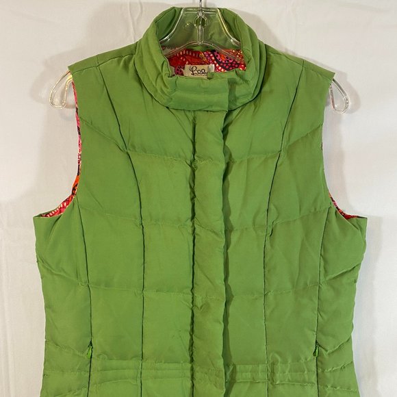 SOLD Lilly Pulitzer Green Quilted Pink Paisley Lined Puffer Vest - Picture 5 of 16
